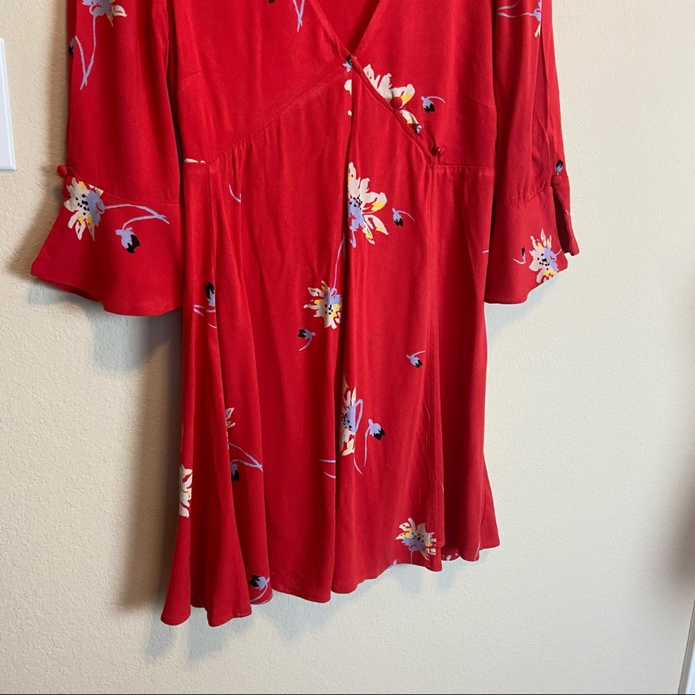 Free People Red V-neck Wrap Dress Size Small - Picture 2 of 9